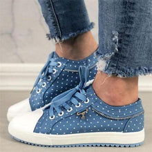 Load image into Gallery viewer, Cute Blue Women Fashion Shoes Summer Casual Design Lace Breathable Platform Flat Woman Sneakers Walking Lace-up Comfortable Walking Footwear Fashion Sneakers