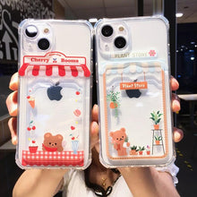 Load image into Gallery viewer, Cute Cartoon Wallet Card Pocket Holder Phone Case For iPhone 14 Pro Max 13 12 11 X XR XS 7 8 Plus Transparent Shockproof Cartoon Phone Case For iPhone Unique Funny Phone Case Design