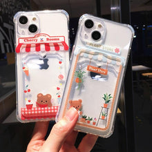 Load image into Gallery viewer, Cute Cartoon Wallet Card Pocket Holder Phone Case For iPhone 14 Pro Max 13 12 11 X XR XS 7 8 Plus Transparent Shockproof Cartoon Phone Case For iPhone Unique Funny Phone Case Design