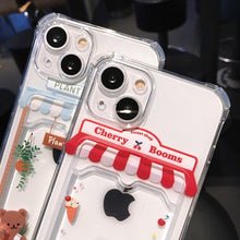Load image into Gallery viewer, Cute Cartoon Wallet Card Pocket Holder Phone Case For iPhone 14 Pro Max 13 12 11 X XR XS 7 8 Plus Transparent Shockproof Cartoon Phone Case For iPhone Unique Funny Phone Case Design