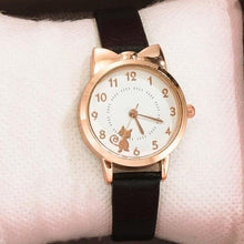 Load image into Gallery viewer, Cute Cat Gold Dial Watch Fashion Kids Leather Strap Quartz Watch Children Set Bracelet Watch Leather Band Luxury Quartz Watches Fashion Creative Wristwatch For Women Girls