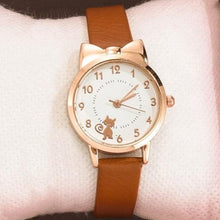 Load image into Gallery viewer, Cute Cat Gold Dial Watch Fashion Kids Leather Strap Quartz Watch Children Set Bracelet Watch Leather Band Luxury Quartz Watches Fashion Creative Wristwatch For Women Girls