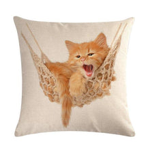 Load image into Gallery viewer, Cute Cat Sofa Decorative Cotton Linen Cushion Cover Pillow Cases Square Pillow Covers Cat Cotton Linen Decorative Cushion Covers For Home Throw Pillow Home Decor Pillowcover 45x45CM