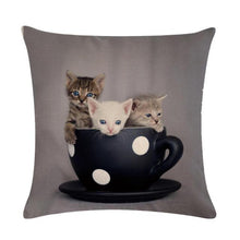 Load image into Gallery viewer, Cute Cat Sofa Decorative Cotton Linen Cushion Cover Pillow Cases Square Pillow Covers Cat Cotton Linen Decorative Cushion Covers For Home Throw Pillow Home Decor Pillowcover 45x45CM
