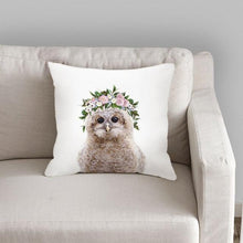 Load image into Gallery viewer, Cute Decorative Pillow Case Cover Grey Rabbit Isolated On A White Background Bunny Tail Back Soft Linen Pillow Case For Decorative Bedroom Case Cushion Covers Home Throw Pillows Flower Pillow Case Rabbit Sofa Animal Cushion Cover 45X45CM