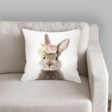 Load image into Gallery viewer, Cute Decorative Pillow Case Cover Grey Rabbit Isolated On A White Background Bunny Tail Back Soft Linen Pillow Case For Decorative Bedroom Case Cushion Covers Home Throw Pillows Flower Pillow Case Rabbit Sofa Animal Cushion Cover 45X45CM