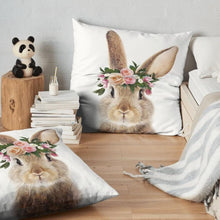 Load image into Gallery viewer, Cute Decorative Pillow Case Cover Grey Rabbit Isolated On A White Background Bunny Tail Back Soft Linen Pillow Case For Decorative Bedroom Case Cushion Covers Home Throw Pillows Flower Pillow Case Rabbit Sofa Animal Cushion Cover 45X45CM