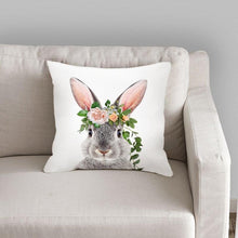Load image into Gallery viewer, Cute Decorative Pillow Case Cover Grey Rabbit Isolated On A White Background Bunny Tail Back Soft Linen Pillow Case For Decorative Bedroom Case Cushion Covers Home Throw Pillows Flower Pillow Case Rabbit Sofa Animal Cushion Cover 45X45CM