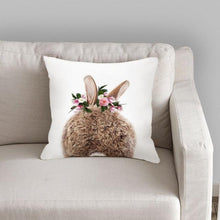Load image into Gallery viewer, Cute Decorative Pillow Case Cover Grey Rabbit Isolated On A White Background Bunny Tail Back Soft Linen Pillow Case For Decorative Bedroom Case Cushion Covers Home Throw Pillows Flower Pillow Case Rabbit Sofa Animal Cushion Cover 45X45CM