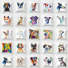Load image into Gallery viewer, Cute Dog Peachskin Pillowcase Cover Kids Gift Animals Puppy Pet Dog Painting Cotton Linen Throw Pillow Case Cushion Cover Square Animal Pillow Covers Home Decor Pillows Covers Pillowcase 45x45CM