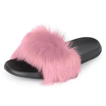 Load image into Gallery viewer, Cute Fluffy Ladies Indoor Warm Slippers Furry Luxury Flip Flops Women's Fashion Flat Soft Flip Flops