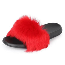 Load image into Gallery viewer, Cute Fluffy Ladies Indoor Warm Slippers Furry Luxury Flip Flops Women's Fashion Flat Soft Flip Flops