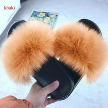 Load image into Gallery viewer, Cute Fluffy Ladies Indoor Warm Slippers Furry Luxury Flip Flops Women's Fashion Flat Soft Flip Flops