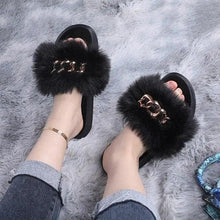 Load image into Gallery viewer, Cute Fluffy Ladies Indoor Warm Slippers Furry Luxury Flip Flops Women's Fashion Flat Soft Flip Flops