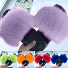 Load image into Gallery viewer, Cute Fluffy Ladies Indoor Warm Slippers Furry Luxury Flip Flops Women's Fashion Flat Soft Flip Flops
