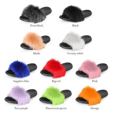 Load image into Gallery viewer, Cute Fluffy Ladies Indoor Warm Slippers Furry Luxury Flip Flops Women's Fashion Flat Soft Flip Flops