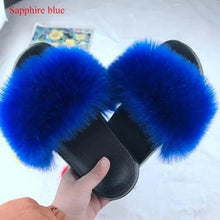 Load image into Gallery viewer, Cute Fluffy Ladies Indoor Warm Slippers Furry Luxury Flip Flops Women's Fashion Flat Soft Flip Flops