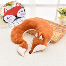 Load image into Gallery viewer, Cute Fox Animal Cotton Plush U Shape Neck Pillow Travel Car Home Pillow Nap Animal Pillow Health Care with Eye Mask Cute Fox U Shaped Neck Pillow for Car Airplane Traveling ,Animal Plush Stuffed Travel Pillow Travel Pillows Cartoon Planes Fox Animal