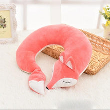 Load image into Gallery viewer, Cute Fox Animal Cotton Plush U Shape Neck Pillow Travel Car Home Pillow Nap Animal Pillow Health Care with Eye Mask Cute Fox U Shaped Neck Pillow for Car Airplane Traveling ,Animal Plush Stuffed Travel Pillow Travel Pillows Cartoon Planes Fox Animal