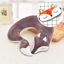 Load image into Gallery viewer, Cute Fox Animal Cotton Plush U Shape Neck Pillow Travel Car Home Pillow Nap Animal Pillow Health Care with Eye Mask Cute Fox U Shaped Neck Pillow for Car Airplane Traveling ,Animal Plush Stuffed Travel Pillow Travel Pillows Cartoon Planes Fox Animal