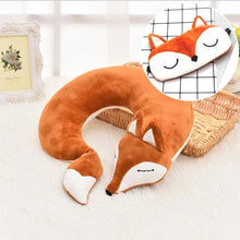 Load image into Gallery viewer, Cute Fox Animal Cotton Plush U Shape Neck Pillow Travel Car Home Pillow Nap Animal Pillow Health Care with Eye Mask Cute Fox U Shaped Neck Pillow for Car Airplane Traveling ,Animal Plush Stuffed Travel Pillow Travel Pillows Cartoon Planes Fox Animal