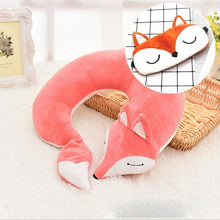 Load image into Gallery viewer, Cute Fox Animal Cotton Plush U Shape Neck Pillow Travel Car Home Pillow Nap Animal Pillow Health Care with Eye Mask Cute Fox U Shaped Neck Pillow for Car Airplane Traveling ,Animal Plush Stuffed Travel Pillow Travel Pillows Cartoon Planes Fox Animal