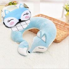 Load image into Gallery viewer, Cute Fox Animal Cotton Plush U Shape Neck Pillow Travel Car Home Pillow Nap Animal Pillow Health Care with Eye Mask Cute Fox U Shaped Neck Pillow for Car Airplane Traveling ,Animal Plush Stuffed Travel Pillow Travel Pillows Cartoon Planes Fox Animal