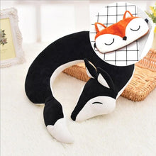 Load image into Gallery viewer, Cute Fox Animal Cotton Plush U Shape Neck Pillow Travel Car Home Pillow Nap Animal Pillow Health Care with Eye Mask Cute Fox U Shaped Neck Pillow for Car Airplane Traveling ,Animal Plush Stuffed Travel Pillow Travel Pillows Cartoon Planes Fox Animal