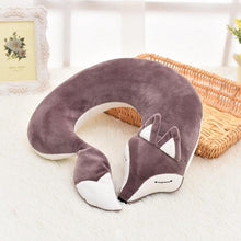 Load image into Gallery viewer, Cute Fox Animal Cotton Plush U Shape Neck Pillow Travel Car Home Pillow Nap Animal Pillow Health Care with Eye Mask Cute Fox U Shaped Neck Pillow for Car Airplane Traveling ,Animal Plush Stuffed Travel Pillow Travel Pillows Cartoon Planes Fox Animal
