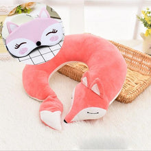 Load image into Gallery viewer, Cute Fox Animal Cotton Plush U Shape Neck Pillow Travel Car Home Pillow Nap Animal Pillow Health Care with Eye Mask Cute Fox U Shaped Neck Pillow for Car Airplane Traveling ,Animal Plush Stuffed Travel Pillow Travel Pillows Cartoon Planes Fox Animal