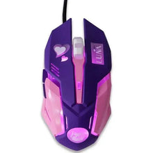Load image into Gallery viewer, Cute Gaming USB Wired Mouse Girls Pink Computer Professional 2400 DPI Mouse Colorful Silent Mouse For PC