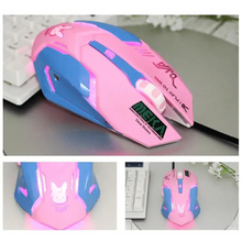 Load image into Gallery viewer, Cute Gaming USB Wired Mouse Girls Pink Computer Professional 2400 DPI Mouse Colorful Silent Mouse For PC