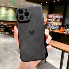 Load image into Gallery viewer, Cute Love Heart Leather Phone Case Soft Shockproof Case for Women Fashion Love Heart Leather Phone Case For iPhone 13 12 11 Pro Max X XR XS Max Camera Protection Soft Back Phone Cover For Couples