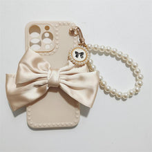 Load image into Gallery viewer, Cute Luxury Fashion 3d Bow Pearl Bracelet Girl Soft Case For iPhone 11 12 13 Pro Max 7 8 Plus Xr X Xs Se Anti-drop Cover Pearl Chain Bow Phone Case Ideal for iPhone Elegant Phone Case
