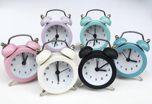 Load image into Gallery viewer, Cute Mini Metal Round Alarm Clock Desk Table Electronic Digital Clock Twin Bell Alarm Clock Metal Frame 3D Dial with Backlight Function Desk Table Clock for Home & Office Bedroom Living Room Alarm Clock Creative Home Decoration