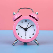 Load image into Gallery viewer, Cute Mini Metal Round Alarm Clock Desk Table Electronic Digital Clock Twin Bell Alarm Clock Metal Frame 3D Dial with Backlight Function Desk Table Clock for Home & Office Bedroom Living Room Alarm Clock Creative Home Decoration