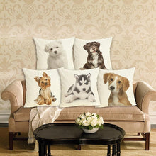 Load image into Gallery viewer, Cute Pet Dog Printed Cushion Cover Linen Pillow Cover Decorative Throw Pillow Cover For Sofa Chair Home