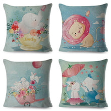 Load image into Gallery viewer, Cute Pillow Cover Cartoon Giraffe Fox Reindeer Animal Nordic Polyester Cotton Cushion Cover For Sofa Home Kids Room Decor Throw Pillow Cases Cartoon Animal Woodland Decorative Cotton Cushion Cover Home Baby Room Decor Standard Pillowcase