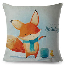 Load image into Gallery viewer, Cute Pillow Cover Cartoon Giraffe Fox Reindeer Animal Nordic Polyester Cotton Cushion Cover For Sofa Home Kids Room Decor Throw Pillow Cases Cartoon Animal Woodland Decorative Cotton Cushion Cover Home Baby Room Decor Standard Pillowcase