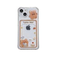 Load image into Gallery viewer, Cute Rabbit Cartoon Bear Clear Phone Case For iPhone 13 Pro Max 12 11 XS XR 7 8 14 Plus Card Holder Wallet Soft Shockproof Cover Cartoon Floral Design for Women