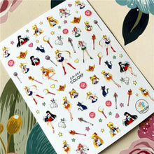 Load image into Gallery viewer, Cute rabbit Cute cat Japanese Justice Girl 3D Back Glue Nail Sticker Nail Decoration Nail Art Nail Ornament Self Adhesive Nail Decals for Nail Art Decoration Including Hearts Stars Letters Bowknot Leaves Flowers Plants Fruits Butterflies for Woman