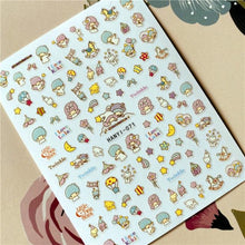 Load image into Gallery viewer, Cute rabbit Cute cat Japanese Justice Girl 3D Back Glue Nail Sticker Nail Decoration Nail Art Nail Ornament Self Adhesive Nail Decals for Nail Art Decoration Including Hearts Stars Letters Bowknot Leaves Flowers Plants Fruits Butterflies for Woman