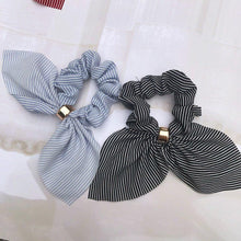Load image into Gallery viewer, Cute Rabbit Ear Striped Metal Buckle Hair Scrunchies Elastic Hair Bands Ties Rope Bands Ponytail Bands Gorgeous Hair Accessories For Women