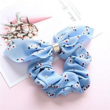 Load image into Gallery viewer, Cute Rabbit Ear Striped Metal Buckle Hair Scrunchies Elastic Hair Bands Ties Rope Bands Ponytail Bands Gorgeous Hair Accessories For Women