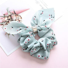 Load image into Gallery viewer, Cute Rabbit Ear Striped Metal Buckle Hair Scrunchies Elastic Hair Bands Ties Rope Bands Ponytail Bands Gorgeous Hair Accessories For Women
