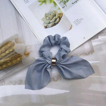 Load image into Gallery viewer, Cute Rabbit Ear Striped Metal Buckle Hair Scrunchies Elastic Hair Bands Ties Rope Bands Ponytail Bands Gorgeous Hair Accessories For Women