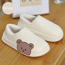 Load image into Gallery viewer, Cute Side Bear Waterproof Cotton Women Shoes Winter Warm Indoor Outdoor Wrapped Heel Slippers EVA Comfort Memory Foam Slippers Waterproof Non Skid Warm Washable Cotton Shoes Loafer Slippers