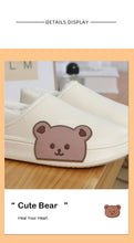 Load image into Gallery viewer, Cute Side Bear Waterproof Cotton Women Shoes Winter Warm Indoor Outdoor Wrapped Heel Slippers EVA Comfort Memory Foam Slippers Waterproof Non Skid Warm Washable Cotton Shoes Loafer Slippers