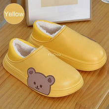 Load image into Gallery viewer, Cute Side Bear Waterproof Cotton Women Shoes Winter Warm Indoor Outdoor Wrapped Heel Slippers EVA Comfort Memory Foam Slippers Waterproof Non Skid Warm Washable Cotton Shoes Loafer Slippers