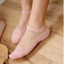 Load image into Gallery viewer, Cute Sock Slipper Women 1 Pair 2 Pieces Silk Spring Summer Thin Breathable Girl Socks Women Socks Breathable Anti-Friction Ultra Thin Socks for Women Transparent Lace Silk Elastic Socks